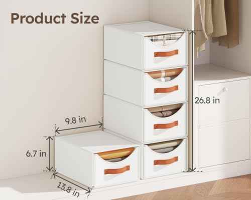 Homsorout Stackable Storage Drawers - Collapsible Storage Bins with