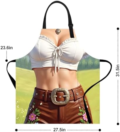 ANNA QUEEN Funny Apron for Women Men with Pockets, Adjustable Kitchen