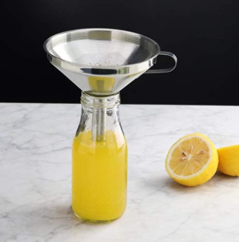 New Star Foodservice Stainless Steel Funnel with Detachable Strainer