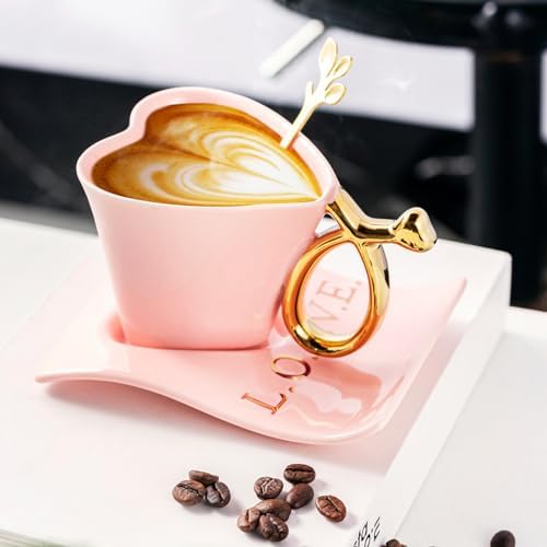 135 ml / 4.56 oz Porcelain Espresso Cups Heart-Shaped Cup Mug with