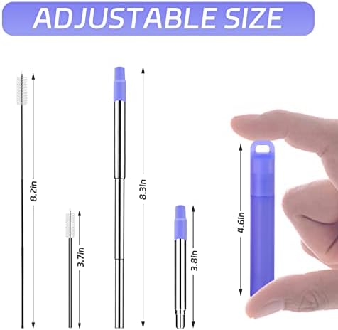 NAIVELY-Reusable Metal Straws 2 Pack Collapsible Stainless Steel