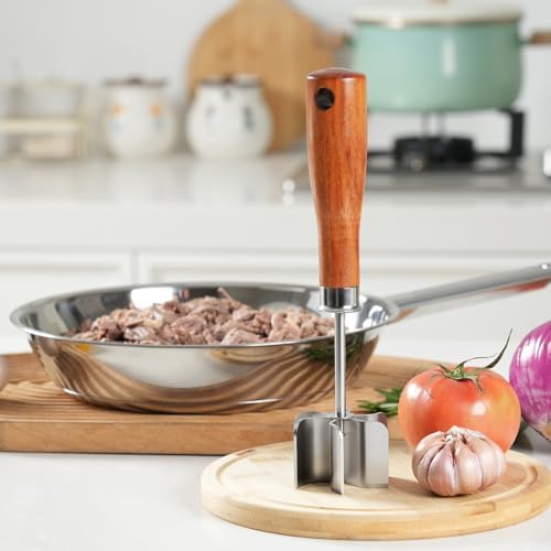 6-Curve Blades Stainless Steel Meat Chopper & Masher - Heavy Duty