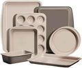 Carote 7Pieces Baking Pans Set Nonstick, Premium Carbon Steel Non Toxic Stackable Bakeware Sets for Kitchen, Scratch-Resistant, Oven Bake Sheets for Baking, Cake Pan, Roasting Pan, Muffin Pan, Brown