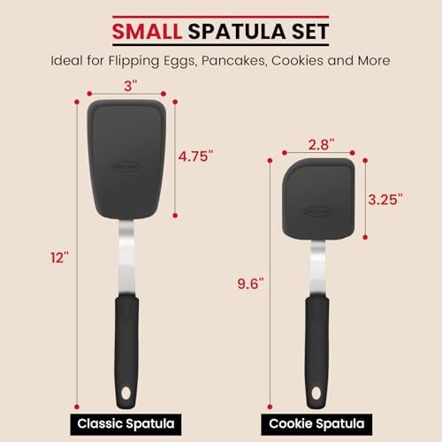 Unicook 2-Piece Small and Mini Silicone Spatula Set for Cooking and