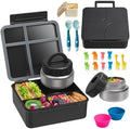 Bento Lunch Box with 9.5oz Soup Thermo, Black