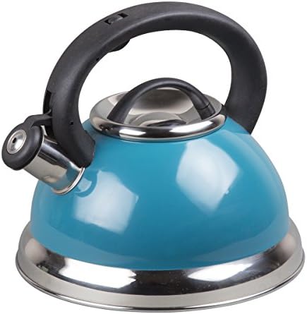 3.0 QT Stainless Steel Whistling Tea Kettle, Aqua Blue