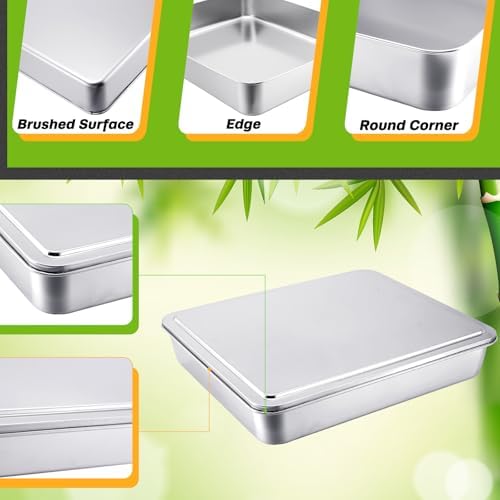 Funnymoom 2 Sets Stainless Steel Cake Pan with Lid,9 x 11 Inches