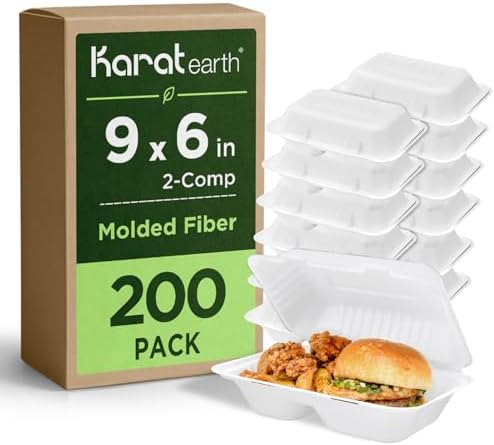 KARAT EARTH Clamshell Take Out Food Containers [9"x6", 200 ct] 2