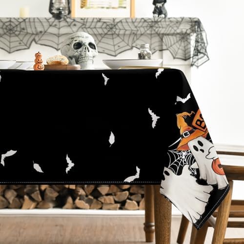 Horaldaily Halloween Tablecloth 60 x 84 Inch Rectangular Black Bat