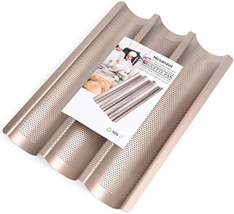 Baguette Pans for Baking 15" x 11", Carbon Steel 3 Loaf Nonstick