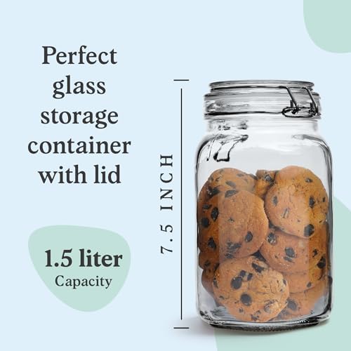 Marbelous Set of 3 Glass Mason Jar with Airtight Lid 50 Ounces | Glass