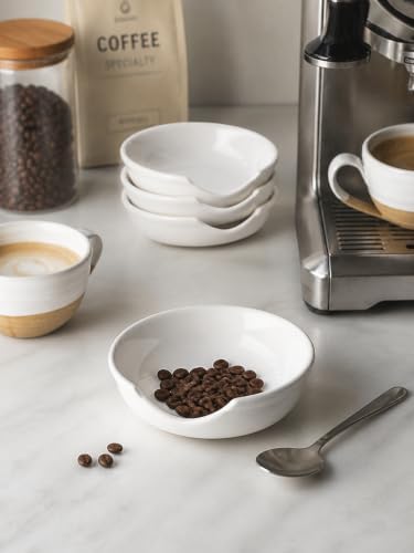 LE TAUCI Ceramic Spoon Rest with Holder, 4.8 Inches, Set of 4, White