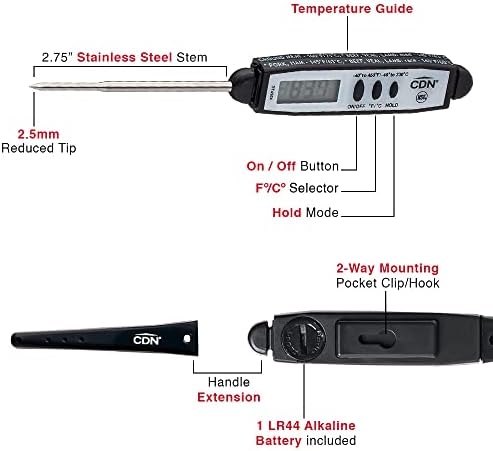 CDN Waterproof Digital Cooking Thermometer, 2.75"