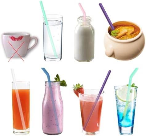 Reusable Silicone Drinking Straws Set Foldable Straight Beverage