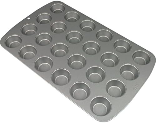 PME Mini Mini Muffin Pan-24 Cups, Non Stick Bakeware, Mini, Silver
