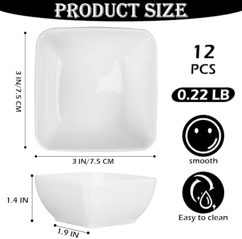 Ceramic Dip Bowls Set - 12 Pack 3 oz Mini Sauce Dishes, Condiment