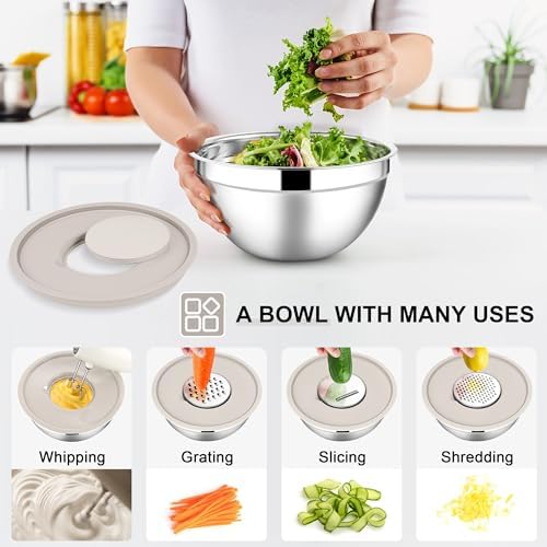 E-far Stainless Steel Mixing Bowls, 7PCS Mixing Bowls with Airtight
