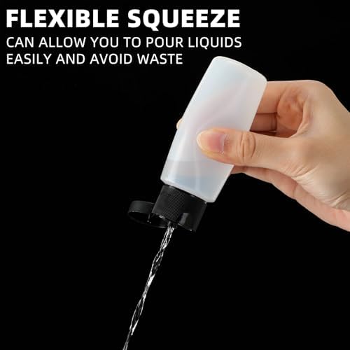 Honeydak 80 Pack 2 oz Plastic Squeeze Bottles with Black Flip Top Caps