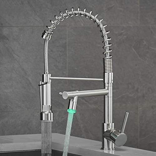 AIMADI Commercial Pull-Down Kitchen Faucet with LED Light