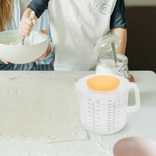 White Measuring Cup 2.5l with Lid, Mixing Bowl Plastic