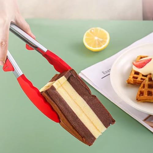 Kitchen Tongs with Silicone Tips 12-9Inch, Red
