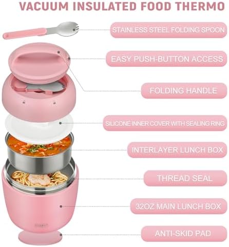 Thermo Food Jar for Hot Food Adults 32OZ Soup Thermo Lunch Containers