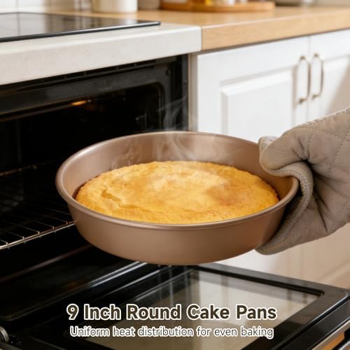 2 Pcs 9 Inch Round Cake Pans Set, Deep Nonstick Cake Pan, 1 MM Thick