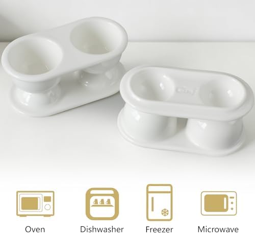 Cinf Ceramic Double Egg Cups 2 Pack, Boiled Egg Holders for Breakfast