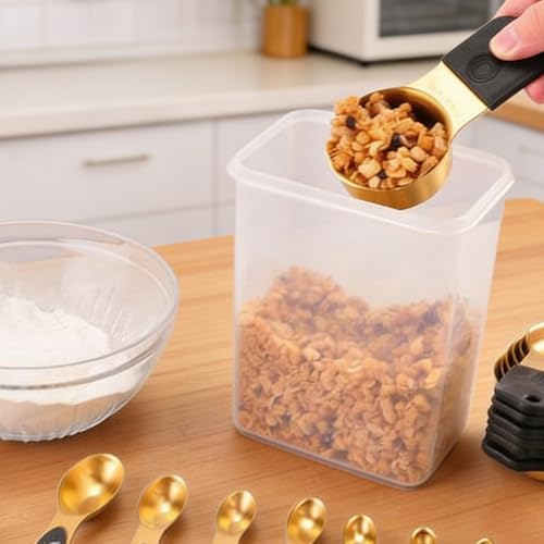 15PCS Gold Plated 304 Stainless Steel Measuring Cup & Spoon Set
