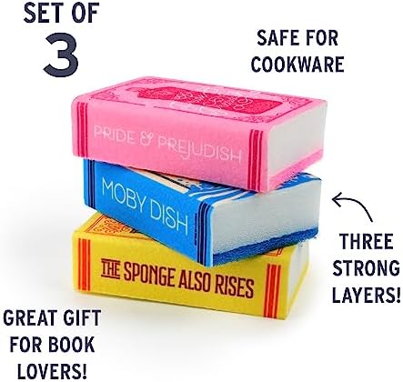 Genuine Fred Book Kitchen Sponges, Set of 3