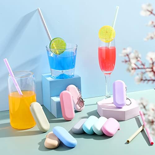 Irenare 20 Set Reusable Travel Silicone Straws with Case and Brush