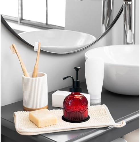 Vintage Glass Soap Dispenser, Red