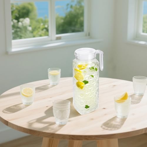 2 Pack 1.1L Plastic Pitcher with Lid and Handle, Unbreakable