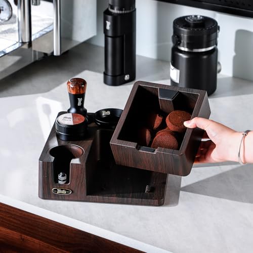 Bincoo Espresso Tamping Station & Knock Box, 2-in-1 Coffee Powder