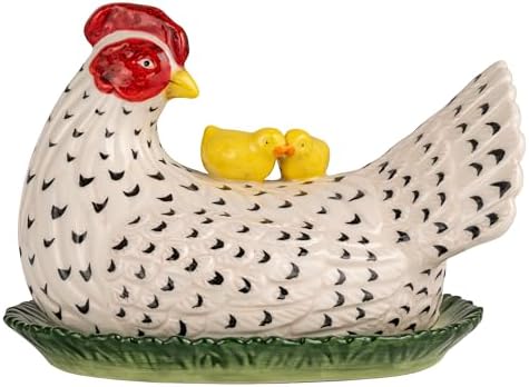 Creative Co-Op Stoneware Vintage Reproduction Hen Shaped Butter Dish