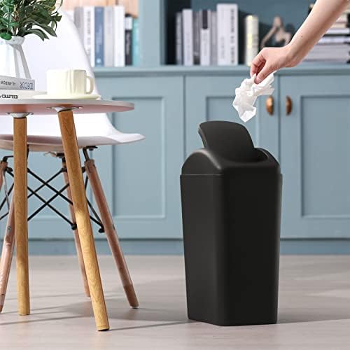Hoolerry 2 Pcs 3 Gallon Small Trash Can with Lid, Black