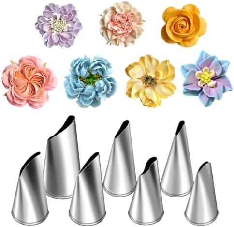Hendiy 7 Pieces/Set Stainless Steel Cake Decorating Tips Set