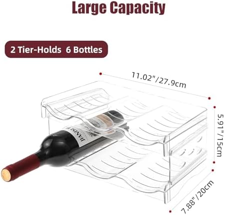 Wine Rack for Countertop, Fridge, Inside Cabinet, 2 Tier Plastic