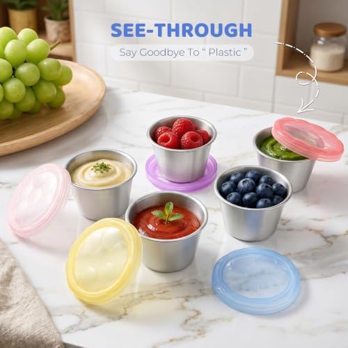 2.4oz Salad Dressing Containers with See-Through Lids, 8 Pack