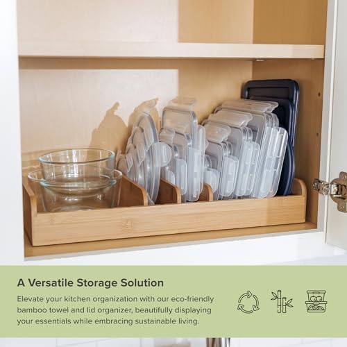 KitchenEdge Kitchen Towel & Storage Organizer | Natural Bamboo