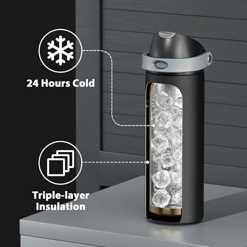 24 oz Insulated Water Bottle for Sports: Meoky Stainless Steel Water