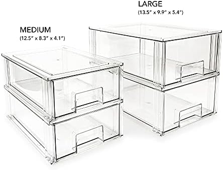 Isaac Jacobs Large Stackable Organizer Drawer (13.5” x 9.9” x 5.4”)