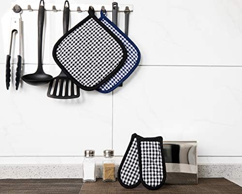 5-Piece Black Cotton Pot Holder Set for Kitchen