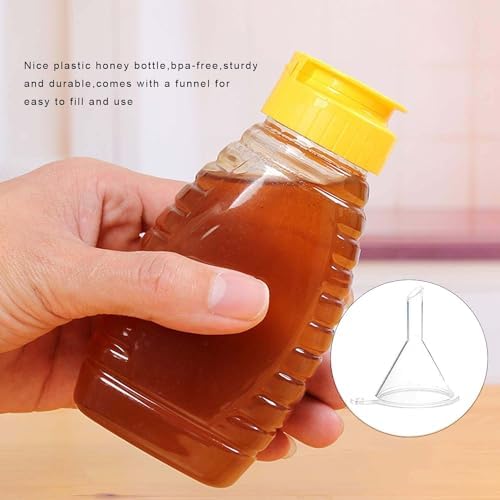 2 Pack Empty Plastic Honey Bottles with Funnel, 180ml Squeeze Honey