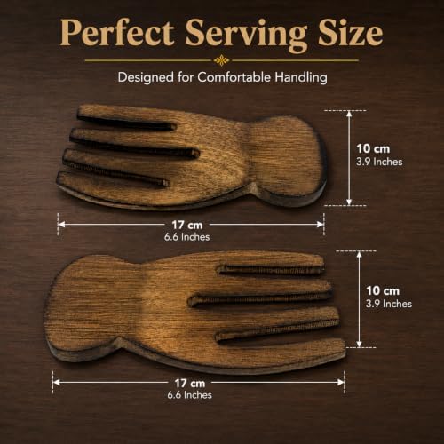 Handcrafted Wooden Salad Serving Set | 2 Pc Decorative Salad Servers