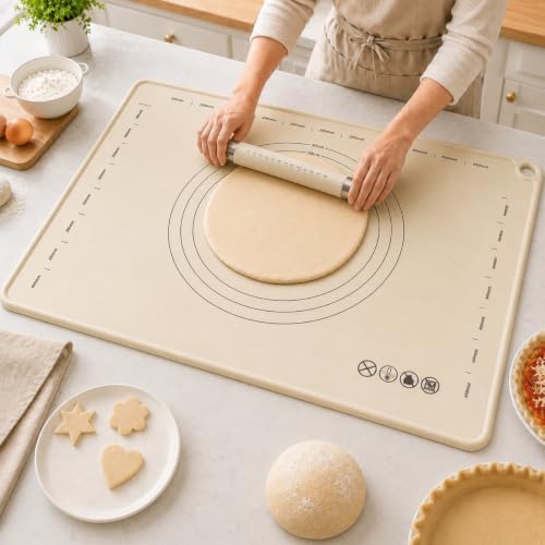 Silicone Baking Mat with Rolling Pin Set, 28 x 20 Inch