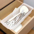 2 Pack Deep Drawer Organizer Bins, Adjustable Sliding Drawer Organizer Bin Expandable Tray for Kitchen Utensils, BBQ Tools, Towels, Durable Plastic Sliding for Easy Storage (12.4" to 18")