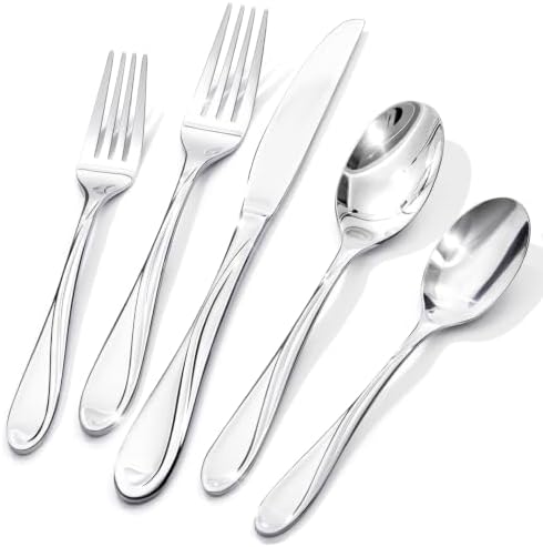 KINGSTONE 20-Piece Silverware Set Service for 4, Heavy Duty Stainless