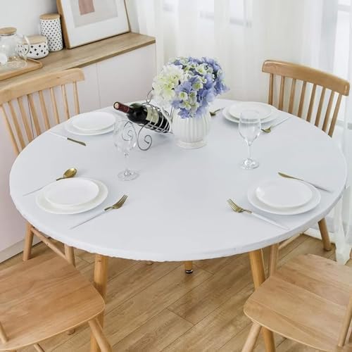 Romanstile Round Fitted Vinyl Tablecloth with Elastic Edge 100%