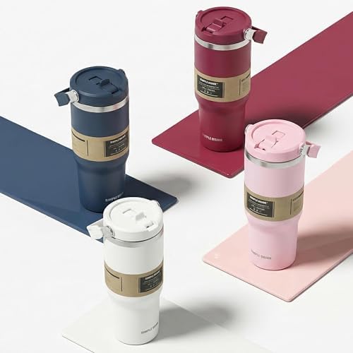 30oz Flip Straw Insulated Water Bottle with Handle, Leak Proof